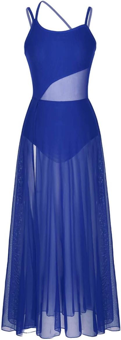 Polyester Fluide Confortable Robe Danse Oyolan Femme - Sans Manches Asymétrique Pour Spectacle Et Scène Costume Spectacle Danse