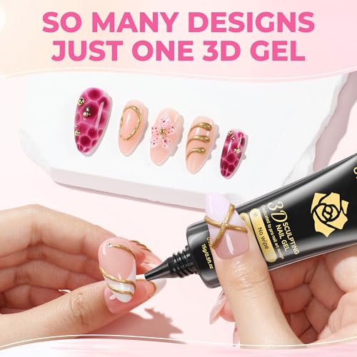 Image of UNA GELLA Metallic 3D Gel Nail Art Bronze Gold 15g No Wipe Sculpting Chrome Gel Nail Polish for Drawing, Molding, Charms and Gems Decoration Lamp Curing Needed