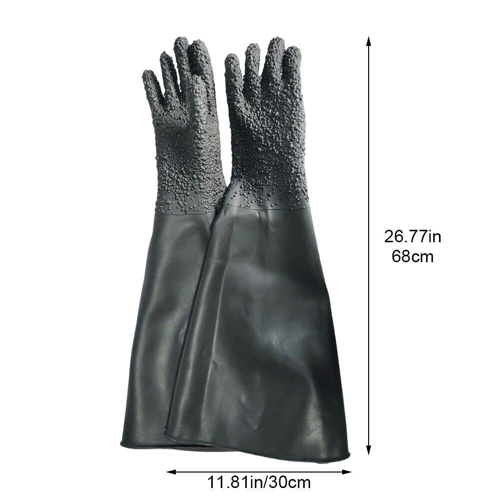 1 Par De Guantes De Goma para Chorro De, Guantes De Seguridad para Trabajo, Guantes De Trabajo para Chorro De, Largos Y Gruesos, De Alta Presión, para Gabinete De Chorro De Modelo