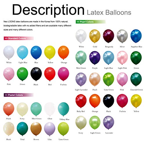 Image of Neo LOONS 100 pcs 5 inch Pearl White Premium Latex Balloons - Great for Kids, Adult Birthdays, Weddings, Receptions, Baby Showers, Water Fights, or Any Celebration
