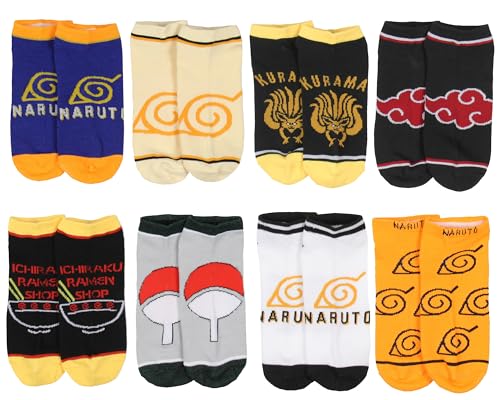Chaussettes Naruto Shippuden homme Konoha lot de 8 paires multicolores pour fan de manga et anime
