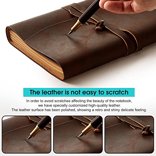 Image of RILIHO Leather Journal Notepad, Small Notebook 4.8x6.5 Inches, Mini Journal, Retro Premium Planner, Lined Diary Vintage Style, Ideal for Women and Men, Artists, Travelers, Grey