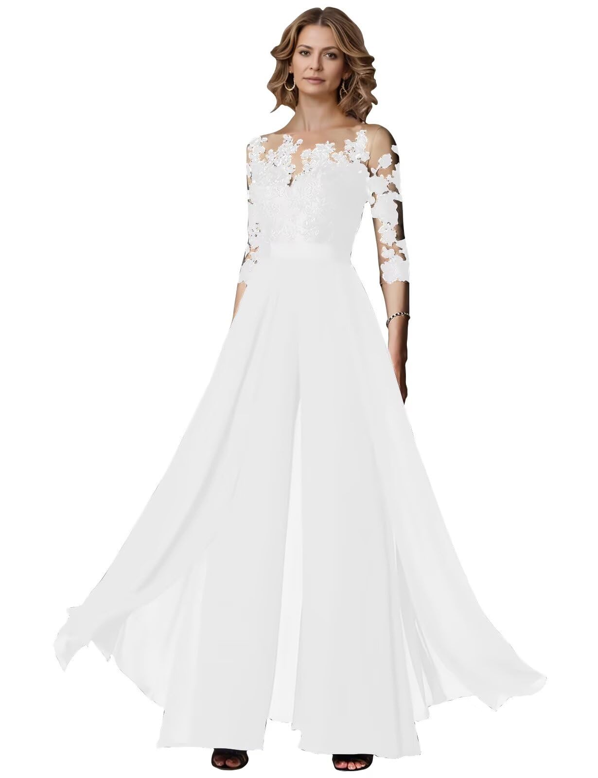 2026 Formal Jumpsuits for Women Mother of Bride Wedding Pantsuits 3/4 Long Sleeves Elegant Evening Pants Set for Women