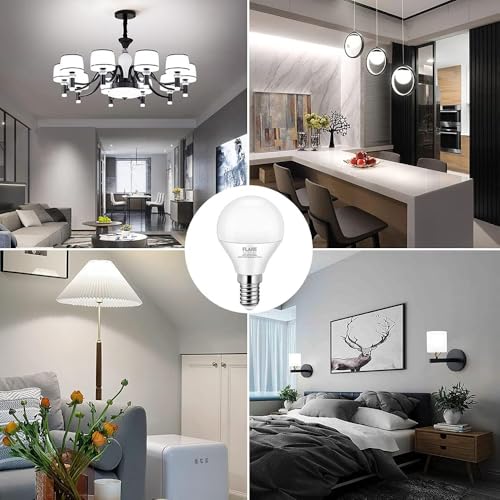 Flare Lightning E14 LED Light Bulb 60W Equivalent (6 Pack), Small Screw Light Bulb Cool White 6500k, 9W Energy Saving and Super Bright, SES E14 Bulb, G45 LED Bulb, 450 Lumens, Non-Dimmable - Image 6