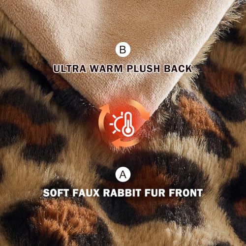 Image of EMME Faux Rabbit Fur Bubble Throw Blanket, Leopard Print 50 inch x 60 inch