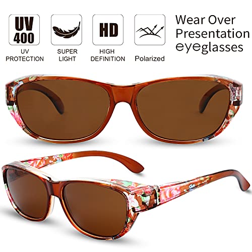 Image of The Fresh High Definition Polarized Wrap Around Shield Sunglasses for Glasses - Leather Eyeglasses Case