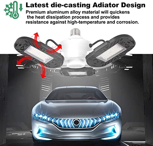 Oooled 2 Pack Led Garage Lights, 80W Led Garage Lighting, Deformable Led Garage Lights Supporting E26 Screw Socket, 9600Lm 6500K Super Bright White, Led Lights For Garage, Workshop, Basement #TOP1