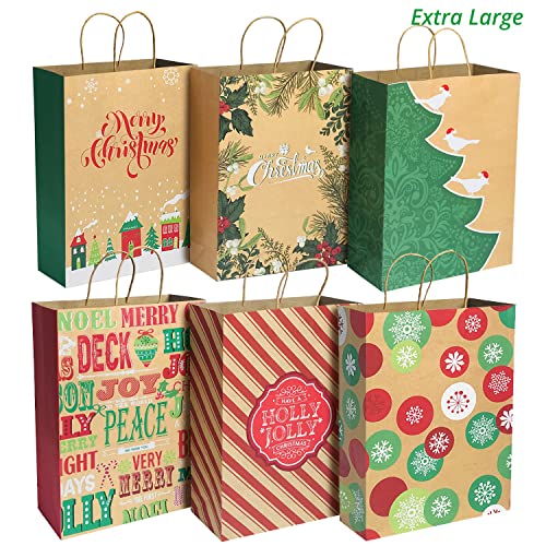 Party Funny 24 Kraft Christmas Gift Paper Bags Bulk With Handles And 60 Count Christmas Gift Tags-Assorted Sizes Set For Wrapping Xmas Holiday Presents(6 Jumbo,6 Large,6 Medium,6 Small) #TOP4