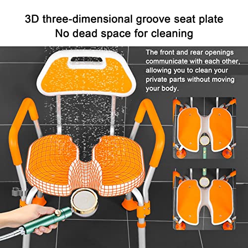 Waterproof Shower Chair With Arms And Back,Bath Chairs For Inside Shower Stall,Adjustable Shower Seat With Non-Slip Feet For Seniors Elderly Handicap Disabled And Adults B #TOP1
