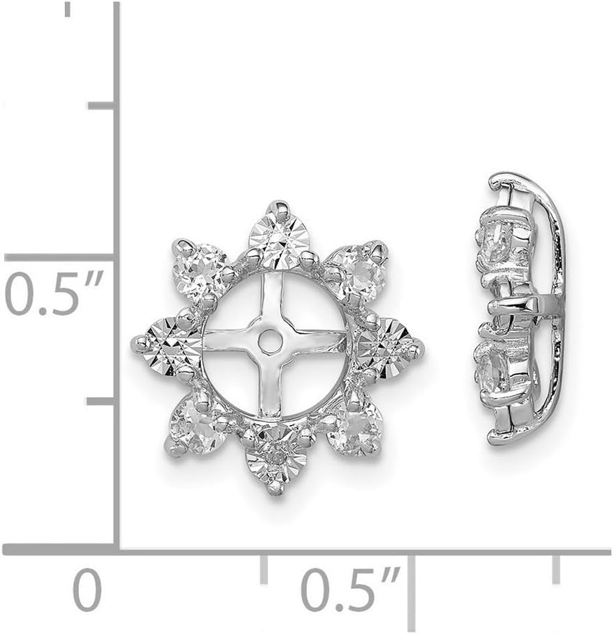 925 Sterling Silver Diamond and White Topaz Earrings Jacket 13x13mm Wide Earring Jacket for Women