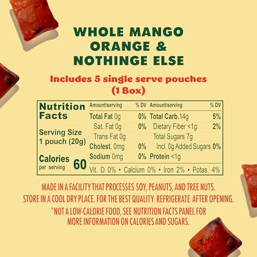 Image of SOLELY - Organic Mango & Orange Whole Fruit Gummies (Pack of 1 Box, 5 Bags per Box) - Real Fresh Fruit - Healthy Snacks for Adults & Kids - Non GMO, Vegan Snacks, Shelf Stable - 5 Bags (3.5 oz)