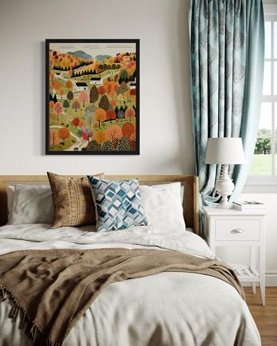 Fall-Landscape-Wall-Art-Poster-Print-Scenery-Landscape-American-Folk-Art-Naive-Painting-Decor-Gallery-31-Fall-Landscape-8-x-10-inches-Unframed Fall Landscape Wall Art Poster Print Scenery Landscape American Folk Art Naive Painting Decor Gallery 31 Fall Landscape 8 x 10 inches Unframed