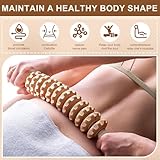 Zyiphor Faszienstab Holz, 3 Stück Faszienrolle für Rücken, Nacken, Beine & Lymphdrainage, Massageroller mit Griff zur Muskelentspannung, Lindert Müdigkeit & Cellulite für Zuhause, Reisen, Büro