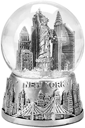 New York City with Statue of Liberty in Silver Snow Globe 65mm