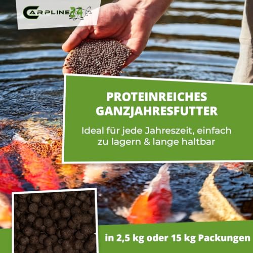 Carpline24 Eco Multi Koi Mix 2,5 kg 6 mm - Hochwertiges Koifutter mit Astaxanthin, Proteinreiches Fischfutter Farbenprächtige Teichfische