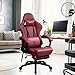 Dowinx Gaming Chair Big and Tall, Ergonomic Computer Chair with Footrest and Massage Lumbar Support, High Back Comfortable Gamer Chair for Adults 350Lbs PU Leather for Office Game, Red