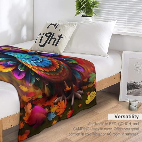 Manta de forro polar de pavo real de 150x200 cm para cama 7