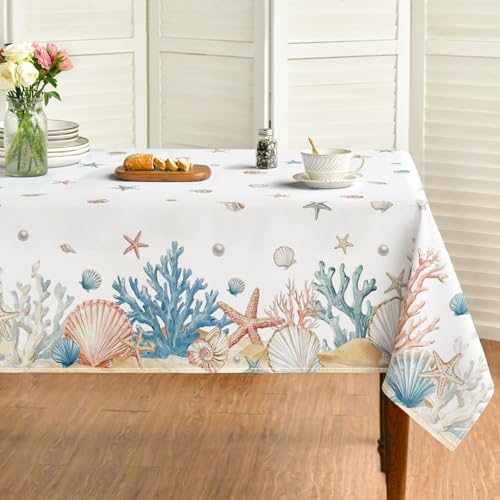 Horaldaily Summer Tablecloth 52 x 70 Inch Rectangular Watercolor Sealife by Horaldaily - Used condition - US$8.49