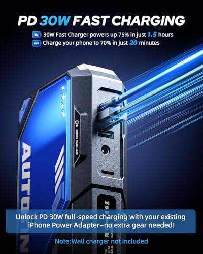 Image of AUTOONE 10000A Car Jump Starter 24000mAh Car Battery Jumper Starter Portable 12V (All Gas /All Diesel) 168W DC Jump Box for Car Battery with Built-in Booster, Type-C Fast Charge Jump Pack