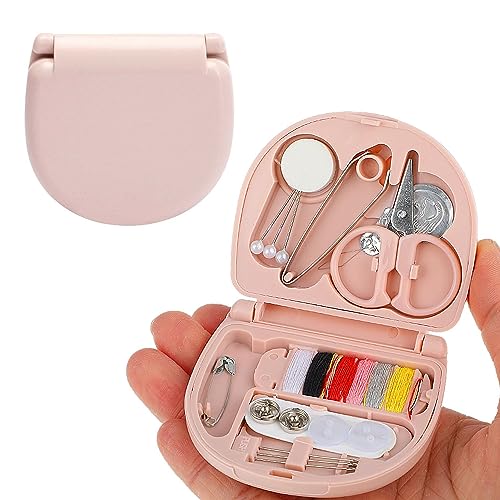 LENTQIUTT 1 Pcs Kits de costura multifuncionales, accesorios para kits de costura, minikits de costura, minicajas de costura portátiles, kits de costura para casa, viajes y emergencias (rosa claro)