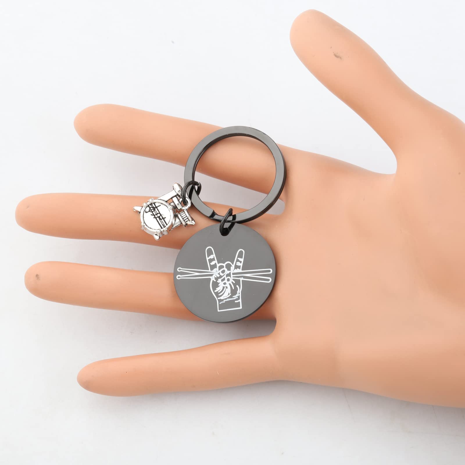 PLITI Porte-clés pour batteur - Cadeau pour musicien - Baguette et kit de batterie - Bijoux de percussion - Cadeau pour batteur - Cadeau pour percussionniste