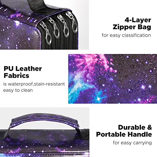 Homicozy Galaxy Colored Pencil Case-216 Slots Pencil Case Organizer With Pu Leather Cover Suitable For Pens Markers Colored Pencils,Portable Large Capacity Pencil Holder For Artist,Adults #TOP3