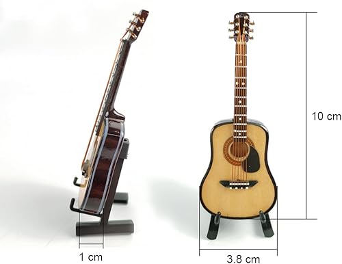 Miniatura 5 de ALANO Modelo de guitarra clásica de madera con soporte Guitarra Ornamento Mini Guitarra Modelo Decoración Regalo (GN-10-S)