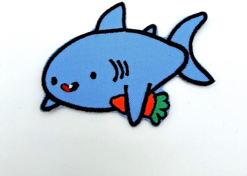 Shark with Carrot Embroidered Patch Badge Applique Iron on
