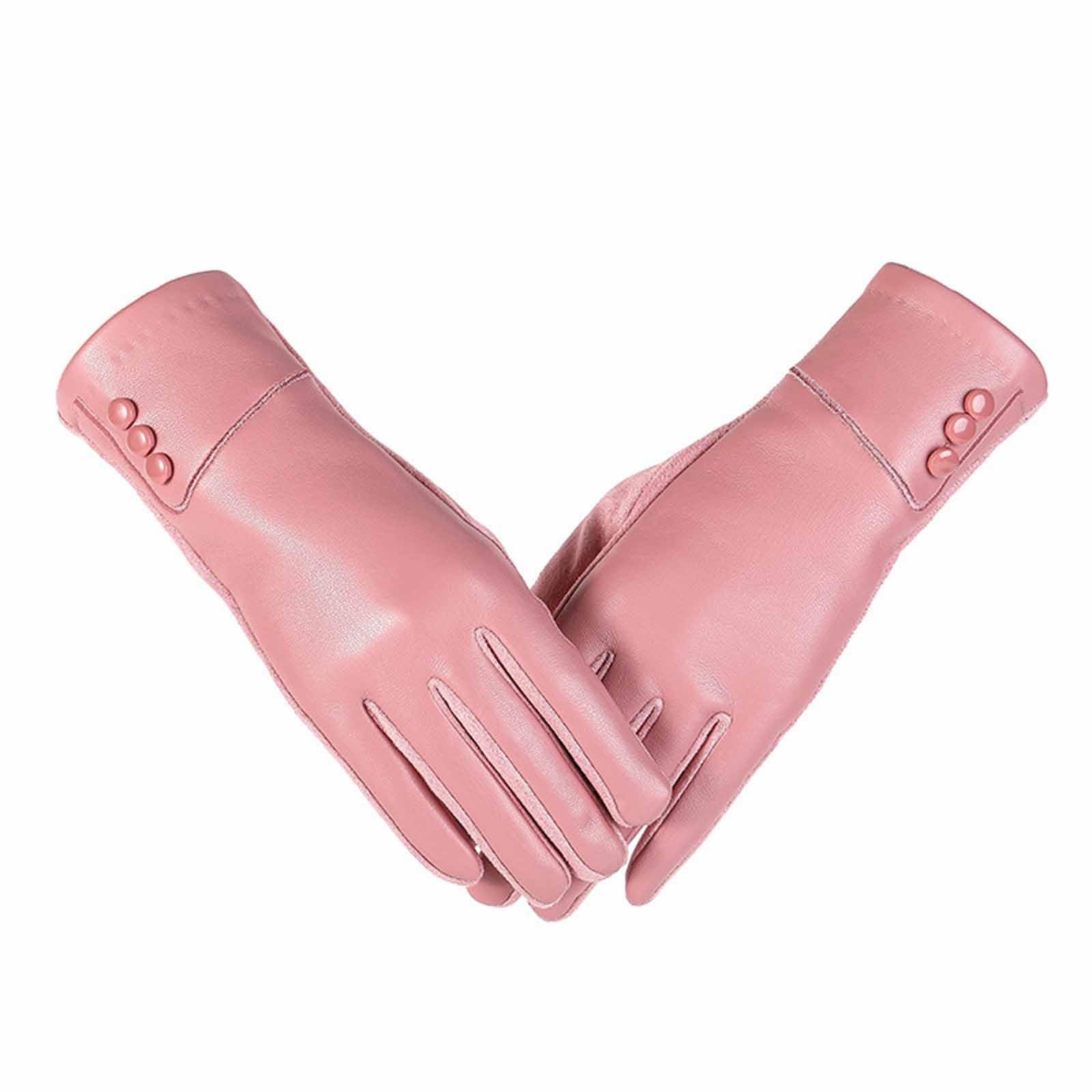 Women Leather Touch Screen Gloves, Winter Gloves for Ladies, Warm Touchscreen Windproof Texting Cashmere Lined Gloves