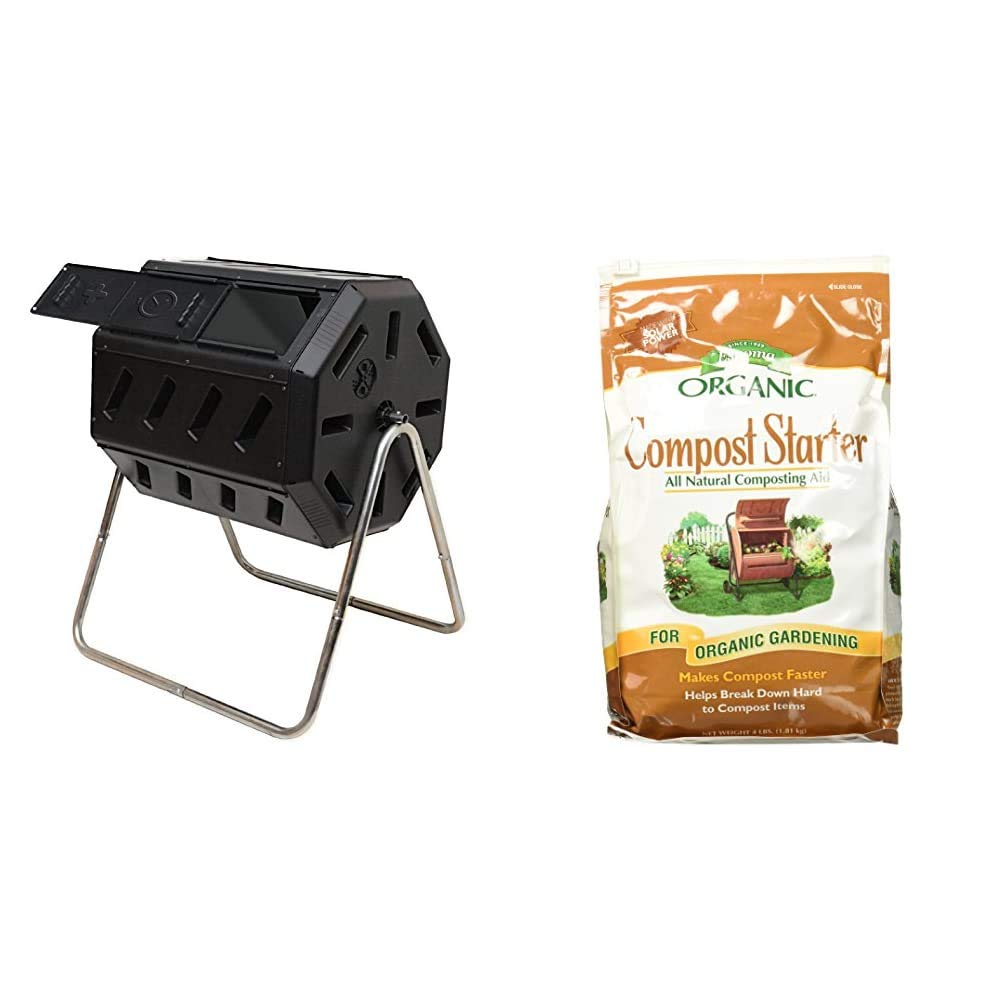 FCMP Outdoor IM4000 Tumbling Composter, 37 Gallon, Black & Espoma Organic Traditions Compost Starter