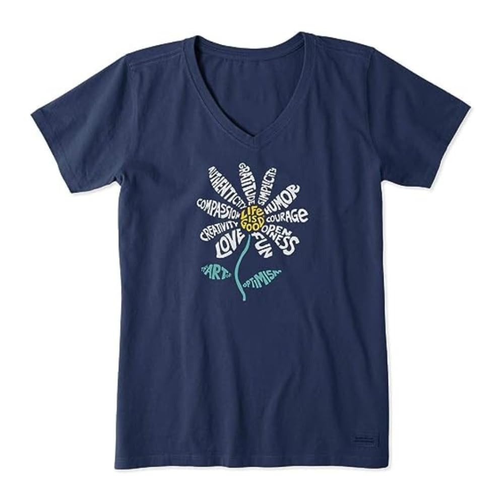 Life is Good Crusher Tee Shirt, Short Sleeve Cotton Graphic T-Shirts, Superpower Daisy Chemise Femme (Lot de 1)