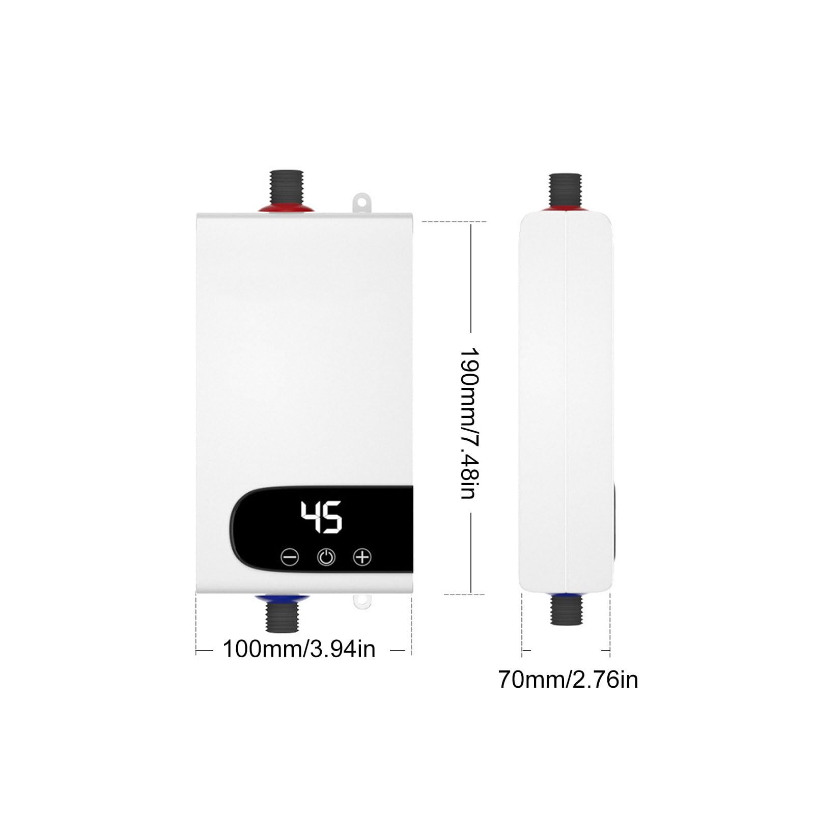 Scaldacqua istantanea, 5500 W, scaldabagno elettrico con touch screen LED, sistema di acqua calda digitale compatto con regolazione della temperatura per bagno e cucina