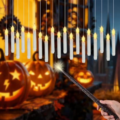 Velas flotantes magicas con varita 20 velas sin llama led parpadeantes a pilas para interiores