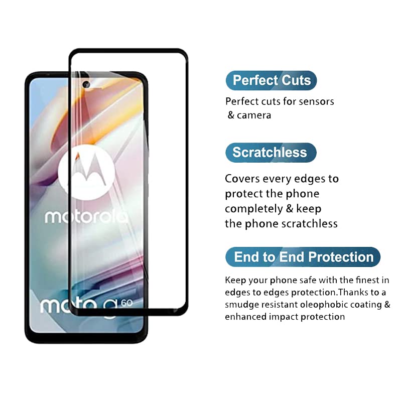 Image of Screen Protector for Motorola Moto G60 (Black) Tempered Glass Edge-to-Edge 6D Screen Guard With Installation Kit