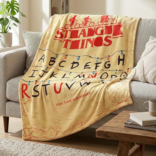 Mystery Alphabet Wall Fleece Blanket Stranger Letter Thing Throw Blanket Super Soft Warm Throw Multipurpose Travel Blankets for Lounging Outdoor Activities Bed Sofa Office Knee Pad (100x150cm)