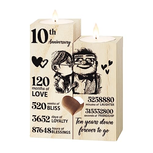 10th Anniversary Wedding Gifts for Wife, Husband, Couples Gift Candlestick,Ten Years Wedding Anniversary Presents for Her, Him