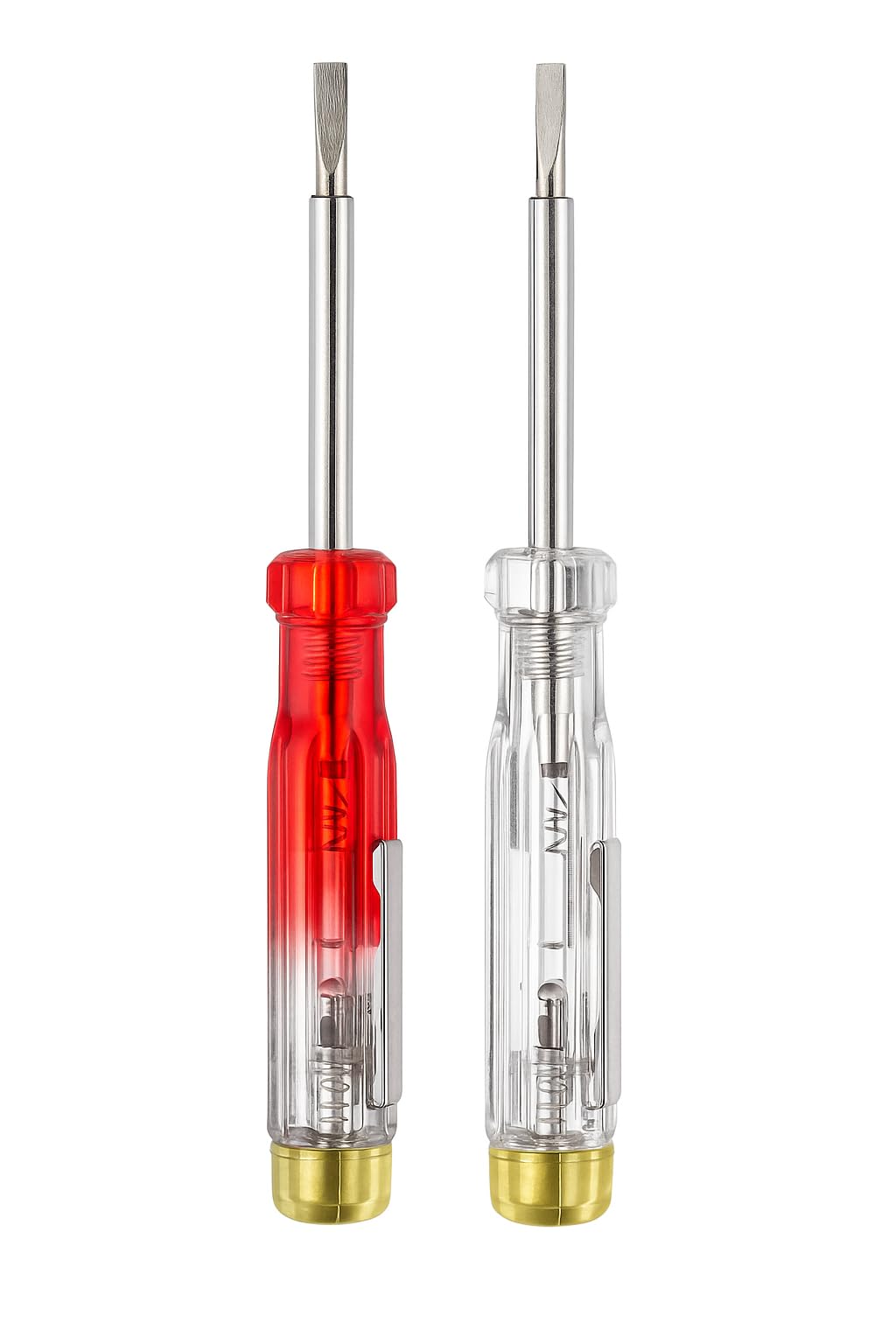 Recherche de phase à tournevis 140 mm - Testeur de tension 230 V, lame nickelée, clip de poche, isolation pour électriciens - lot de 2 pièces - LEMAG SRL