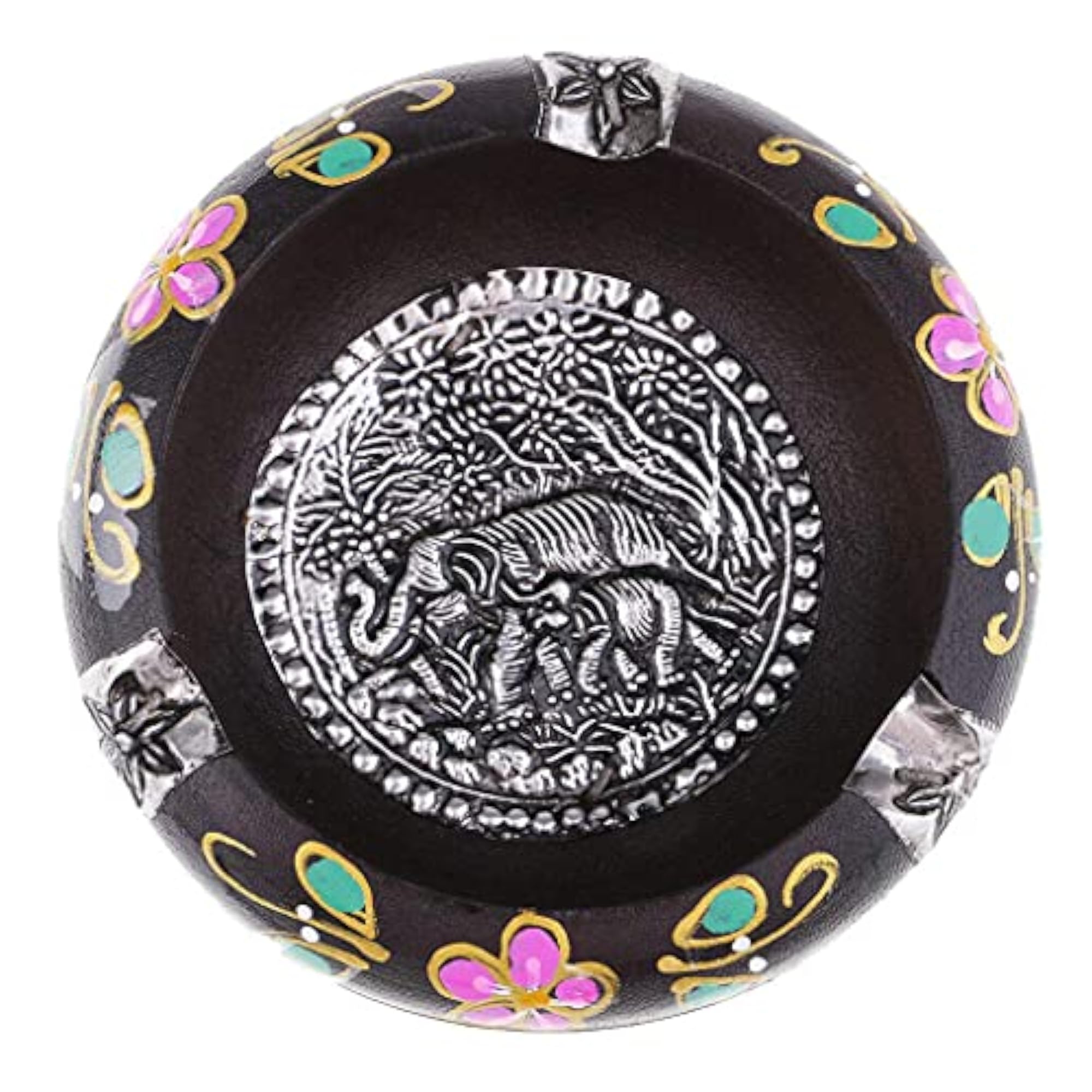 Imported Round Ashtray with Cigar Handmade Elephant Pattern