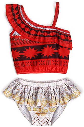 Image of AmzBarley Girls Swimwear 2 Pieces Bathing Suit Ruffle One Shoulder Swimsuits Bikini Set Swimming Skirts