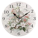 zylymx Vintage Bird Cage Wall Clock Silent Non-Ticking Battery Operated Clocks 9.5 Inch for Kitchen Home Living Room