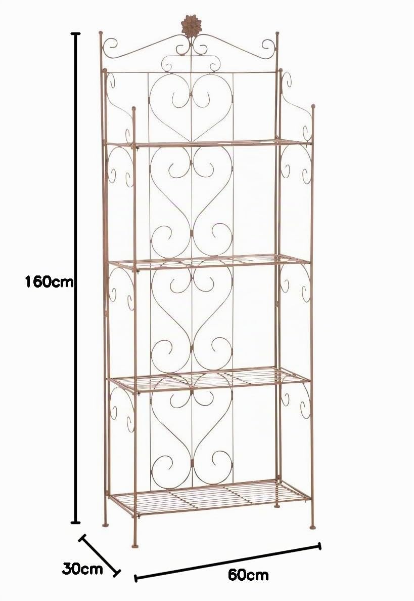 CLP Lenja stabiles Standregal im Landhausstil I Klappbares Eisenregal mit 4 Regalböden I erhältlich, Farbe:antik braun