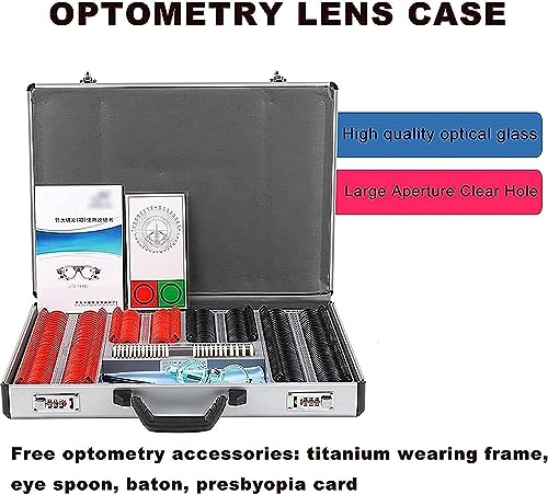 Juego de lentes de prueba ópticas, kit de optometría de 266 piezas con carcasa de aluminio y marco de prueba para pruebas oculares profesionales