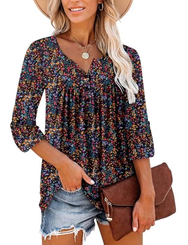 ROSELINLIN Womens Long Sleeve Tunic Tops Floral Fall Blouse Shirts3