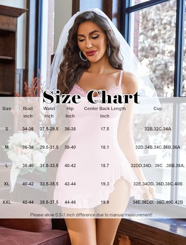 Image of Avidlove Lingerie for Women Sexy Nightgown Modal Nightwear Side Slit Babydoll Chemise Spaghetti Strap nighties