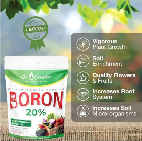 Image of Go Garden Boron 20% Micronutrient Fertilizer for Plants 250g | Water Soluble Boron Powder | Supports Flowering, Fruit Development & Vegetable Growth | Suitable for Garden, Nursery & Agriculture Use