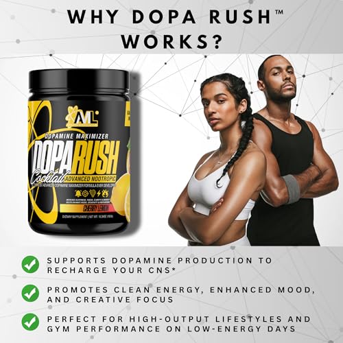 Image of AML - Dopa Rush Powder, Supports Healthy Dopamine for Alertness, Focus & Energy Supplement, Cherry Lemon, 5.29 oz (30 Servings)