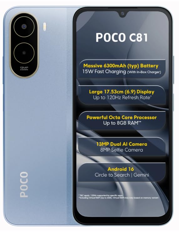 POCO C81, Sky Blue (4GB, 64GB)