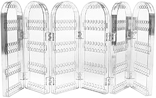 Holibanna Folding Earring Holder and Jewelry Organizer 360 Holes 5 Tiers 6 Doors Foldable Jewelry Rack Display Stand for Necklaces Earrings Piercings Women Transparent