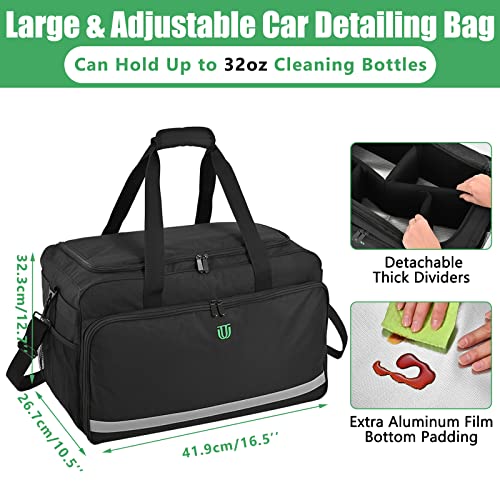 Jaffzora Large Car Detailing Bag, Cleaning Caddy For Auto Detailing Supplies, Car Cleaning Storage Trunk Organizer For Polisher And Vehicle Wash Tools, Black #TOP1