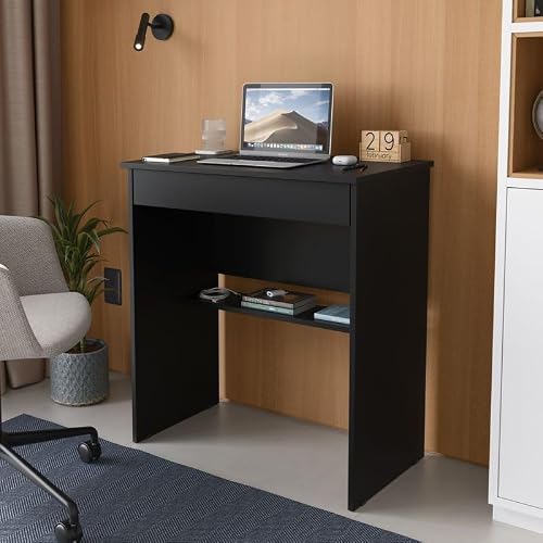 Mesa Escrivaninha Para Computador Escritório Com Gaveta Multiuso (Preto)